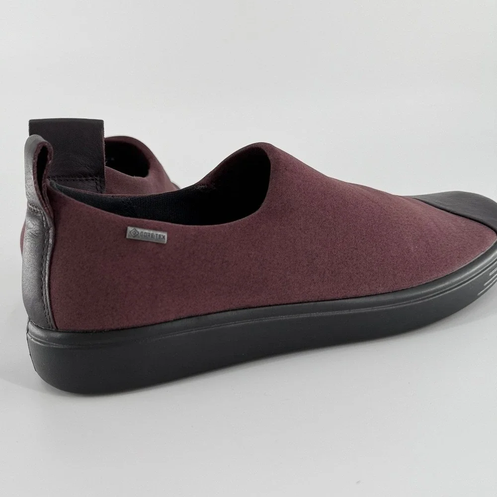 ECCO Soft 7 Gore-Tex Slip On Sneakers Fig Burgundy Waterproof Walking Shoes 38
